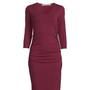 Michael Stars Ruched Midi Dress in Pinot